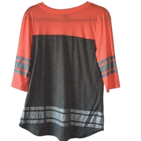 Rue21 Womens Colorblock 3/4 Sleeve Top L V-Neck - Picture 6 of 8